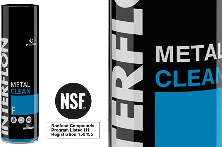Interflon Metal Clean F - Industrial Metal Cleaner and Degreaser – NSF H1 Food Safe Cleaner – 500ml Aerosol Heavy Duty Degreaser Spray - Removes Oil and Grease From Surfaces- Use In Food Processing