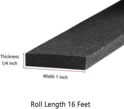 Neoprene Weather Stripping -2" W x 1/8" T- Self Adhesive Foam Rubber Seal Strip Tape for Sliding Door Window Insulation