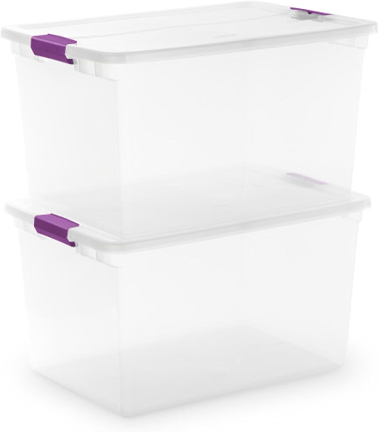 Sterilite 8-Pack 60 Quart ClearView Latch Box, Wheeled Underbed Organizer Bins with Latching Lids - Clear Plastic Organization Containers for Closet, Bedroom, Shelving Units and Everyday Home Storage