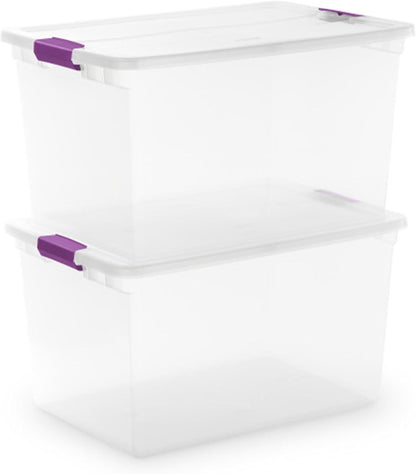 Sterilite 8-Pack 60 Quart ClearView Latch Box, Wheeled Underbed Organizer Bins with Latching Lids - Clear Plastic Organization Containers for Closet, Bedroom, Shelving Units and Everyday Home Storage