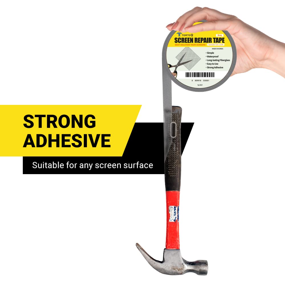 TORTO9 Window Screen Repair Kit, 3-Layer Strong Adhesive & Waterproof Tape Fiberglass Covering mesh (Black, 2 Inch x 6.5 FT)