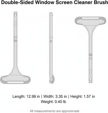 Clean Fixed Window Screens Without Removal: Double-Sided Mesh Brush Tool, Durable PP Plastic
