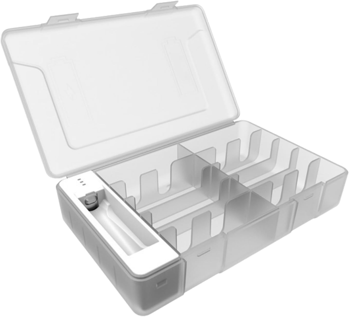 QMQJIA Battery Organizers Case for Double/Trible A Batteries Storage Box with Tester Function Large Capacity Clear Storage Box
