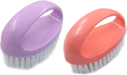 BokWin 2-Pack Heavy-Duty Scrubbing Brushes for Cleaning with Stiff Nylon Bristles, Scrubber Cleaner Brush for Tile, Bathtub, Sink & Kitchen Surfaces, Comfort Grip Handle (Purple and Pink)