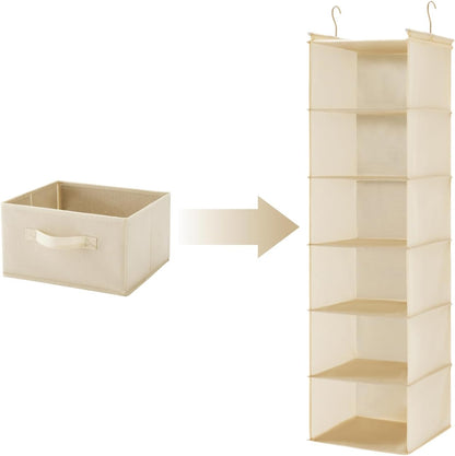 MAX Houser 6 Tier Shelf Hanging Closet Organizer, Closet Hanging Shelf with 2 Sturdy Hooks for Storage, Foldable (Grey)
