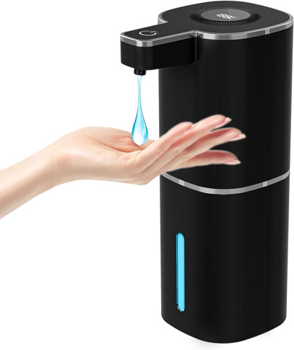 Automatic Foaming Soap Dispenser, Touchless Rechargeable Hand Soap Dispenser, 4 Adjustable Levels, 1200mAh Battery, Large Display, for Kitchen & Bathroom (Black, Foaming)