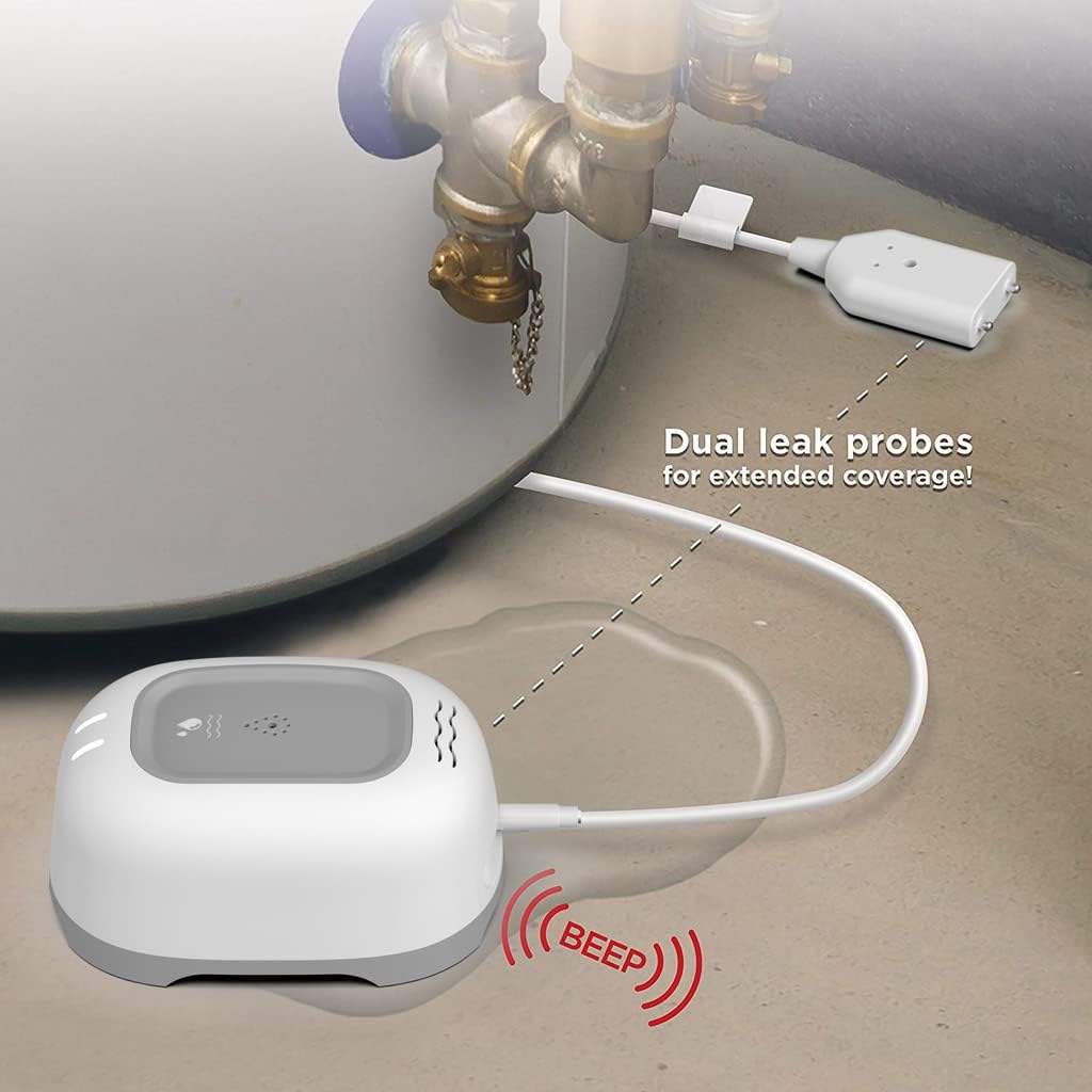 Water Alarm Sensor with 80dB Loud Sound WiFi Leak Detector, Overflow Leak Alarm, Remote Monitoring leaker for Water Heater Basement Sewage Pump, TUYA/Smart Life APP Notification