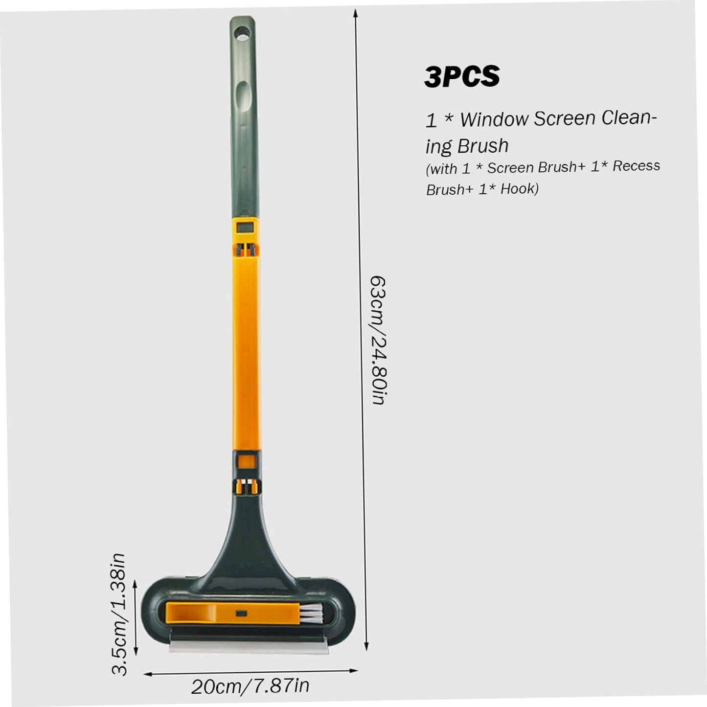 Window Screen Cleaning Brush 4PCS/Set 3 in 1 Double-Sided Window Screen Cleaner Dry＆Wet Long Handle Washable Window Cleaner Tool, Window Screen Cleaner