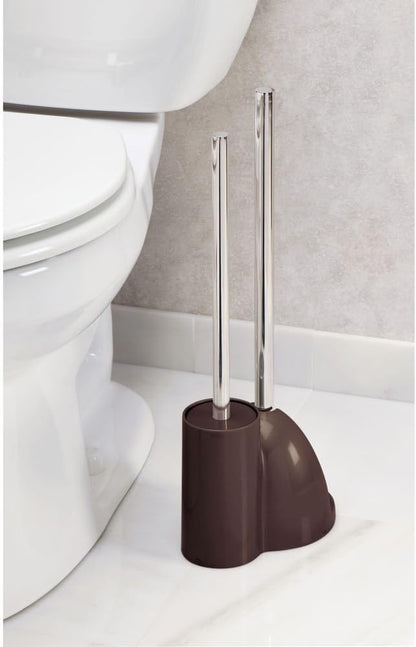 iDesign Slim Toilet Bowl Brush and Holder for Bathroom Storage - White/Brushed Stainless Steel, 1 x Toilet Brush | Bathroom Storage