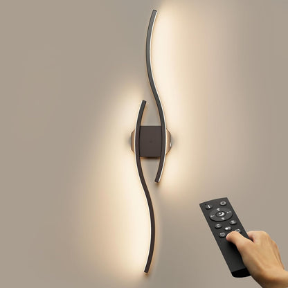 hunhun Battery Operated Wall Sconces Set of Two, Wireless Wall Sconce with Remote Control, Black Rechargeable Sconces 3000K-6500K, RGB Dimmable Wall Lights for Living Room, Hallway, Bedroom (2 Pack)