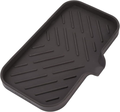 MicoYang Silicone Bathroom Soap Dishes with Drain Spout-Bathroom and Kitchen Sink Organizer,Sponge Holder,Dish Soap Tray,Perfect for Dispenser,Scrubber,Bottle,Cup on Sink or Counter-Coffee 4.9"×3.2"