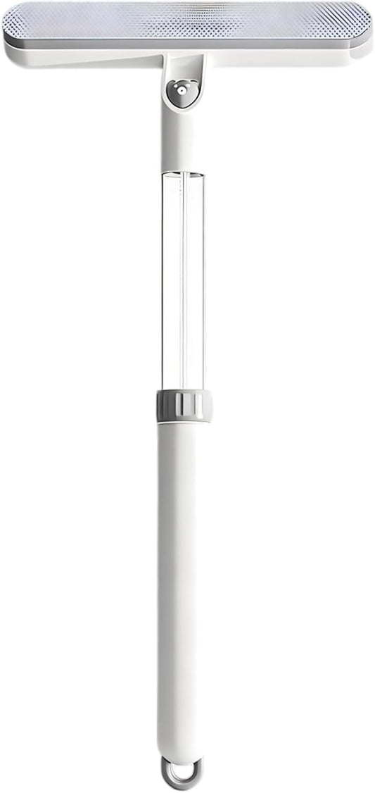 5-in-1 Double-Sided Window Screen Cleaning Brush, Multi-Purpose with Scraper, Built-in Crevice Brush, Extendable Dry & Wet Handle for Home, Office, Car & Porch Screens (Khaki)