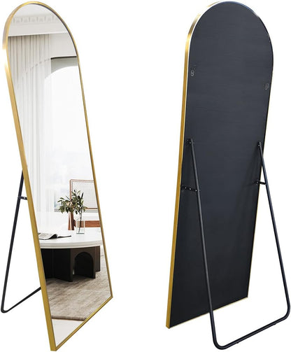 OGCAU Floor Full Length Mirror, 56"x20" Arched Full Body Mirror, Hanging or Leaning, Standing, Wall Mounted with Aluminum Frame for Bedroom Living Room, White