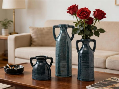 Bud Vase - Flower Vase Set - Decorative Vases - Ceramic Small Vase Set of 3 for Centerpieces - Ice Creak for Decor - Modern Decoration Vases for Home Farmhouse Table Office, Mini Vase by Lyeec