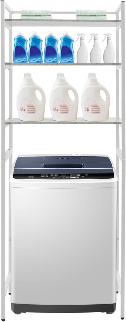 Laundry Room Storage Organizer, Over The Washer and Dryer Storage Shelves for Laundry Organization, 27.17" W x 11.81" D x 71.26" H, Laundry Room Drying Rack and Space Saver, Hold 33 lb, White