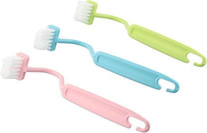 3-Pack Plastic Toilet Under Rim Cleaning Brush Set, V-Shaped Curved Handle for Deep Corner, Sink, Stove, Drain, Multi-Purpose Bathroom Cleaning Tool