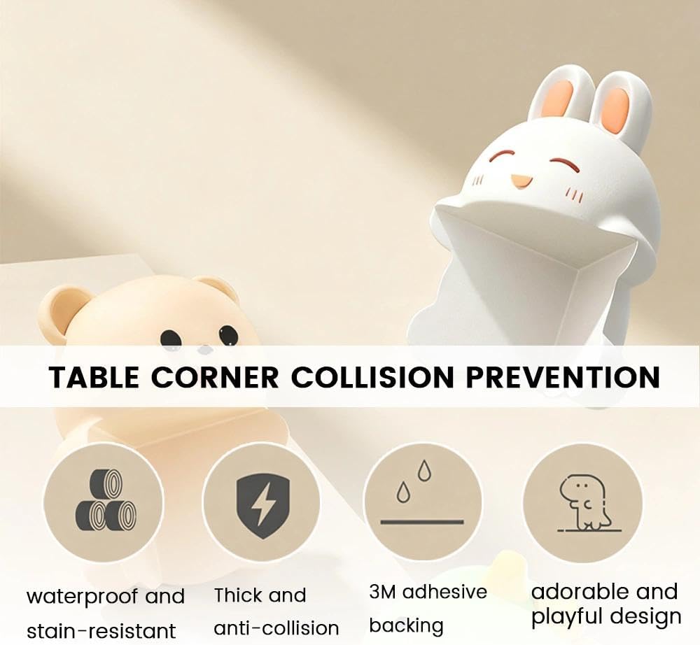12 pcs Corner Protectors for Furniture, Cartoon Animal Table Corner Guards, Waterproof Anti-Collision Edge Protectors with Bear, Dinosaur, Rabbit Designs, PVC Bumpers for Edges Safety