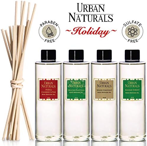 Urban Naturals Smoked Vanilla Reed Diffuser Set with Vanilla Bean, Sandalwood & Leather | Made in the USA - Colors A