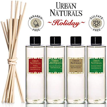 Urban Naturals Smoked Vanilla Reed Diffuser Set with Vanilla Bean, Sandalwood & Leather | Made in the USA - Colors A