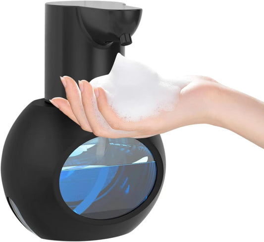 Automatic Foam Hand Soap Dispenser, Rechargeable Touchless Wall Mount Foaming Soap Dispenser, 15oz/420ml, 4 Adjustable Levels Infrared Sensor Electric Dispenser for Bathroom, Kitchen, Office - Black