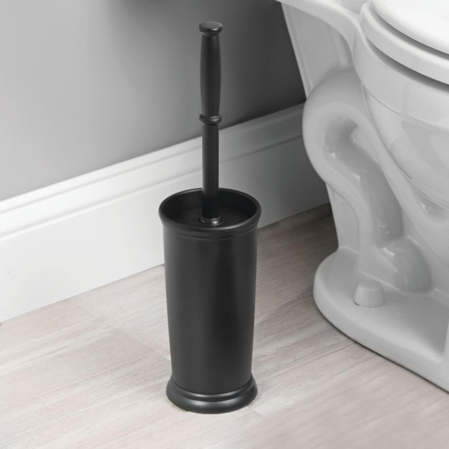 mDesign Metal Freestanding Slim Toilet Bowl Brush and Holder
