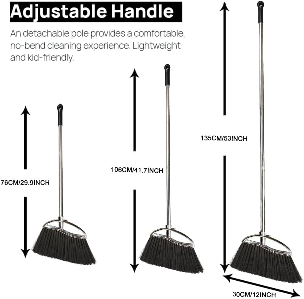 Outdoor Stiff Bristles Angle Broom Heavy Duty Sweeping Patio Broom with Long Handle for Garage Garden Commercial and Industrial