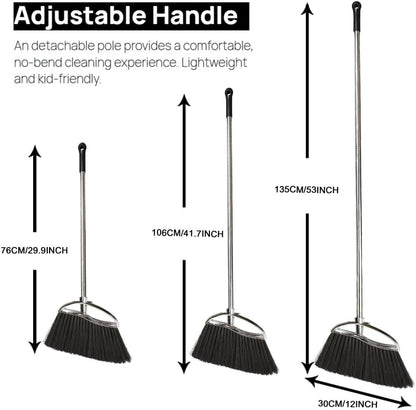 Outdoor Stiff Bristles Angle Broom Heavy Duty Sweeping Patio Broom with Long Handle for Garage Garden Commercial and Industrial