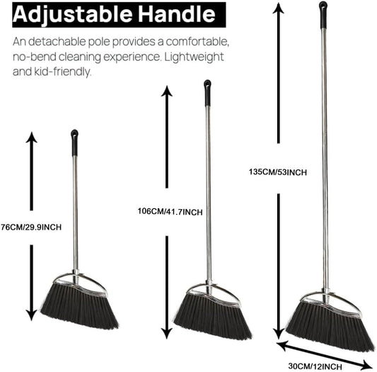 Outdoor Stiff Bristles Angle Broom Heavy Duty Sweeping Patio Broom with Long Handle for Garage Garden Commercial and Industrial