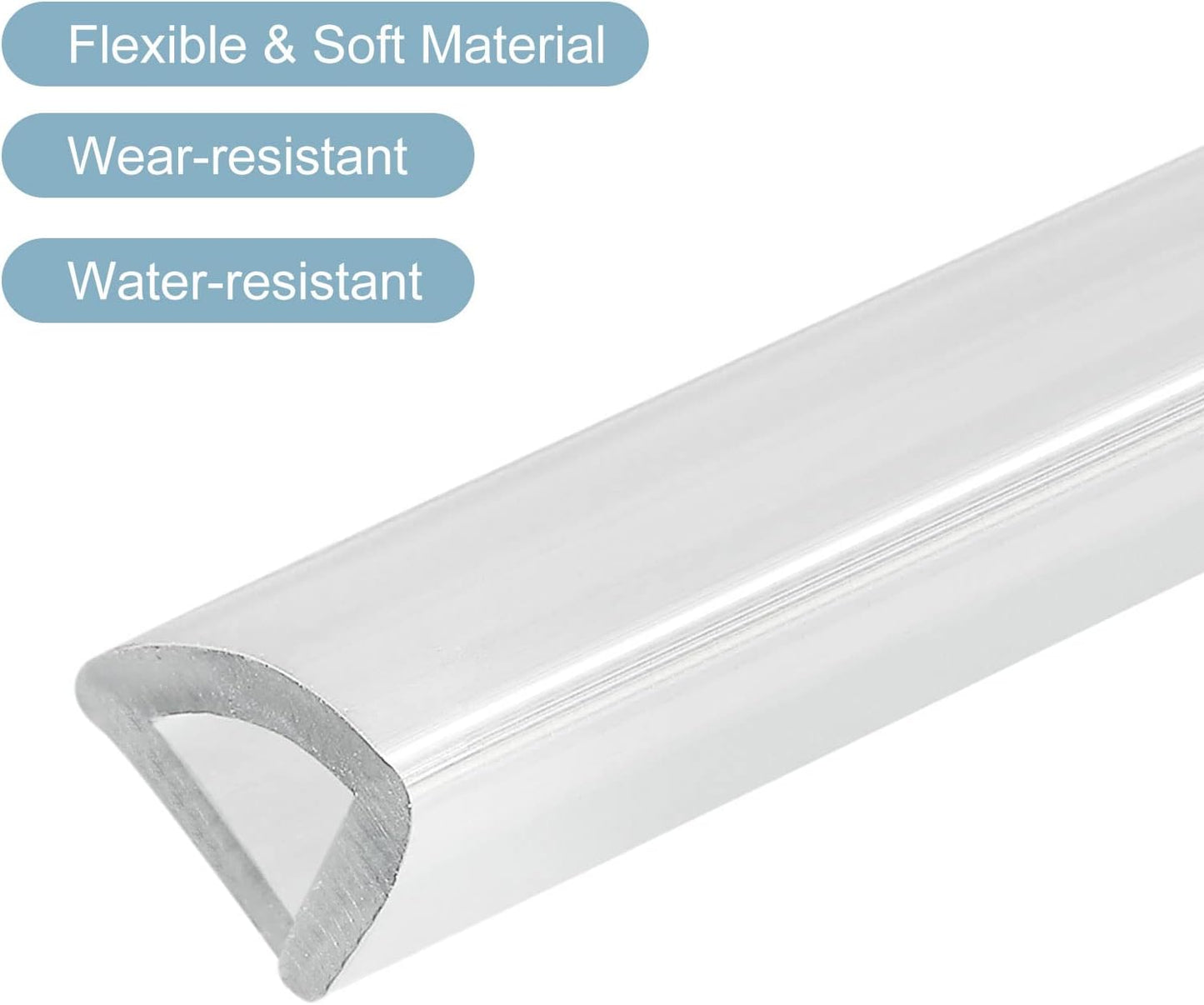 uxcell U Channel Edge Trim, 4.9ft Length Soft Rubber Guard Seal Strip Edge Protector Fit for 1-2mm Edge, (9/32" W x 5/32" H) Clear