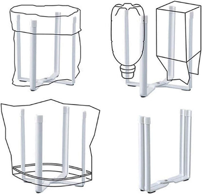 Multifunctional Kitchen Stand Holder for Plastic Bags, Bottles and Cups, Drying Racks Shelf Trash Bag Garbage Bag Holder for Home Kitchen Tower (White)