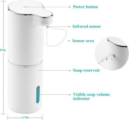LAOPAO Soap Dispenser, Automatic Foaming Hand Soap Dispenser Touchless Rechargeable Bathroom Countertop Soap Pump for Kids Xmas Gift 300ml