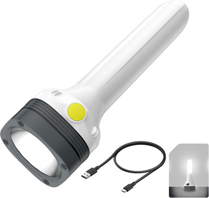 Flashlight Lantern Combo Rechargeable, 2-in-1 LED Flashlight with 360° Camping Lantern & Emergency Strobe, Compact Light for Camping, Power Outage, Car