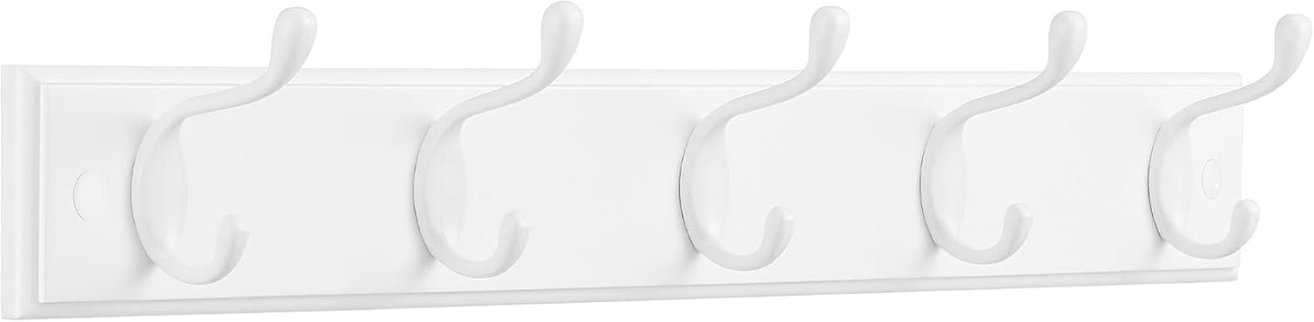 SONGMICS Wall-Mounted Coat Rack, Hook Rack, 4 Dual Metal Hooks, White | For Coats, Bags, Keys, in the Entryway, Bedroom, Living Room ULHR23WT