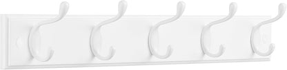 SONGMICS Wall-Mounted Coat Rack, Hook Rack, 4 Dual Metal Hooks, White | For Coats, Bags, Keys, in the Entryway, Bedroom, Living Room ULHR23WT