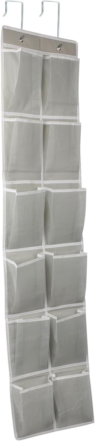GOMAJI Over the Door 12 Pocket Hanging Shoe Organizer, Gray