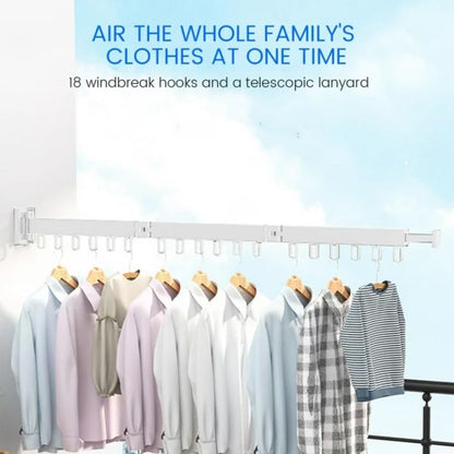 Clothes Drying Rack Wall Mounted Retractable, Aluminum Collapsible Laundry Organizer, Space-Saver Hanger Holds Quilts for Bedroom Bathroom Balcony (Grey)