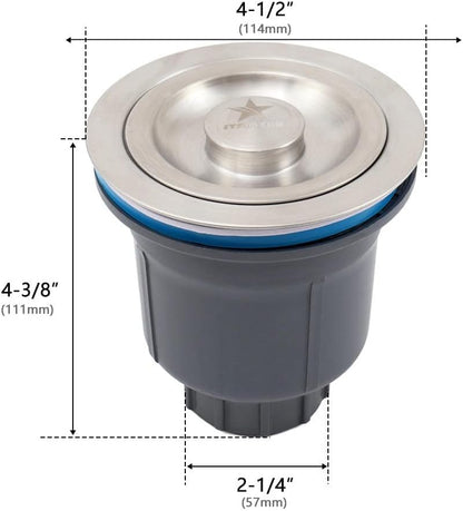 STARSTAR 3-1/2in Stainless Steel Sink Drain Kit with Removable Deep Basket and Sealing Lid