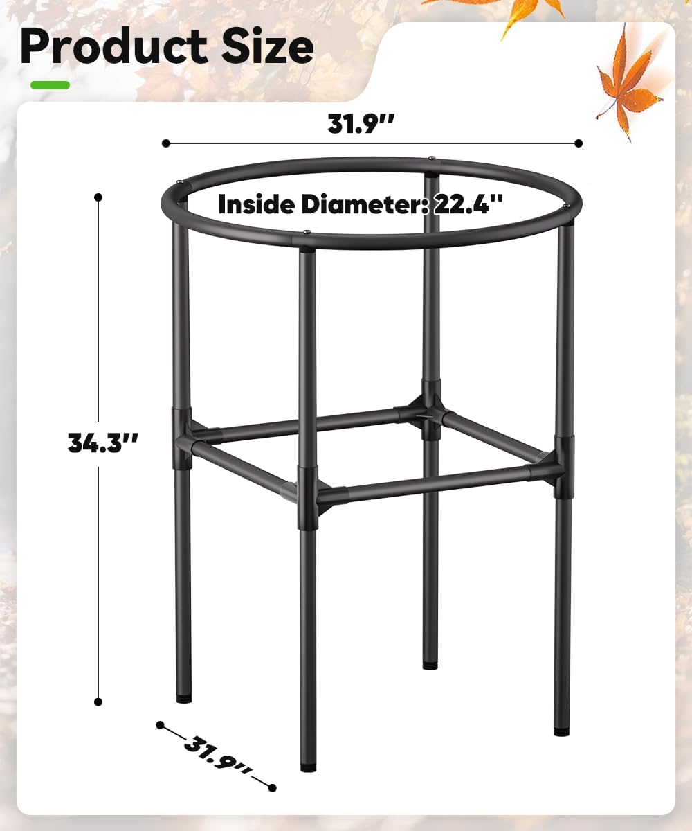 Heavy-Duty Garden Trash Bag Holder – 30-45 Gallon Outdoor Yard Waste Bag Stand Metal Frame Lawn Leaf Bag Holders with Adjustable Feet, Detachable Legs for Leaves, Yard Waste, Camping (M)