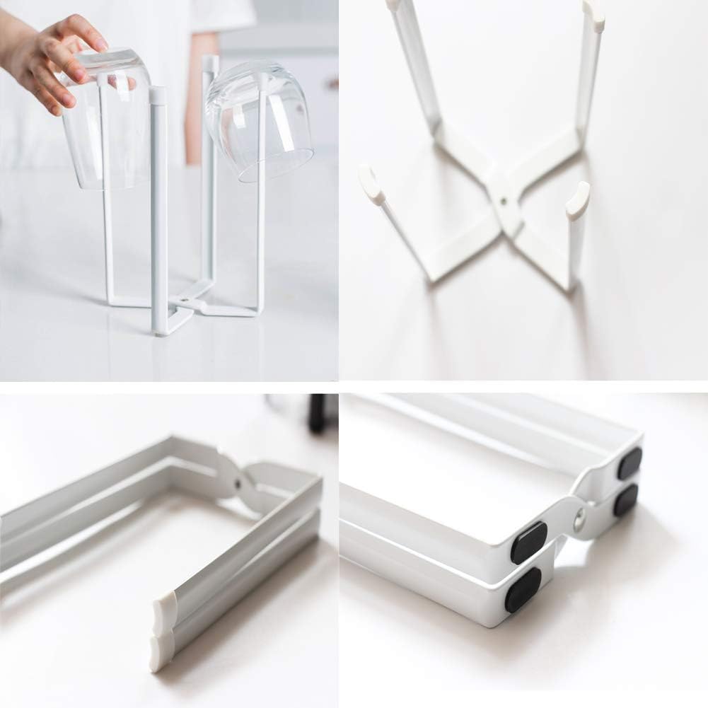 Multifunctional Kitchen Stand Holder for Plastic Bags, Bottles and Cups, Drying Racks Shelf Trash Bag Garbage Bag Holder for Home Kitchen Tower (White)