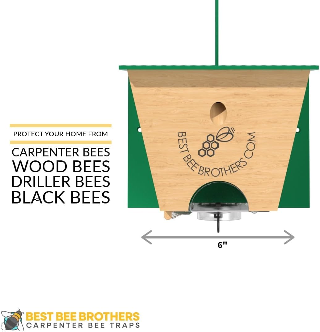 Best Bee Brothers Turbo Trap 2.0, Professional-Grade Carpenter Bee Trap for Outside with Bee Vault, Large Viewport & Spring-Loaded Door, 4.1” W x 4.8” H x 5.9” D
