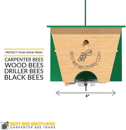 Best Bee Brothers Turbo Trap 2.0, Professional-Grade Carpenter Bee Trap for Outside with Bee Vault, Large Viewport & Spring-Loaded Door, 4.1” W x 4.8” H x 5.9” D