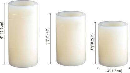 Battery Operated Flameless Candles with Remote Timer Real Wax Realistic Bright Flicker Flickering Electric Electronic LED Pillar Lights Home Wedding Party Decorations Set of 3 Rustic Texture Gray Grey