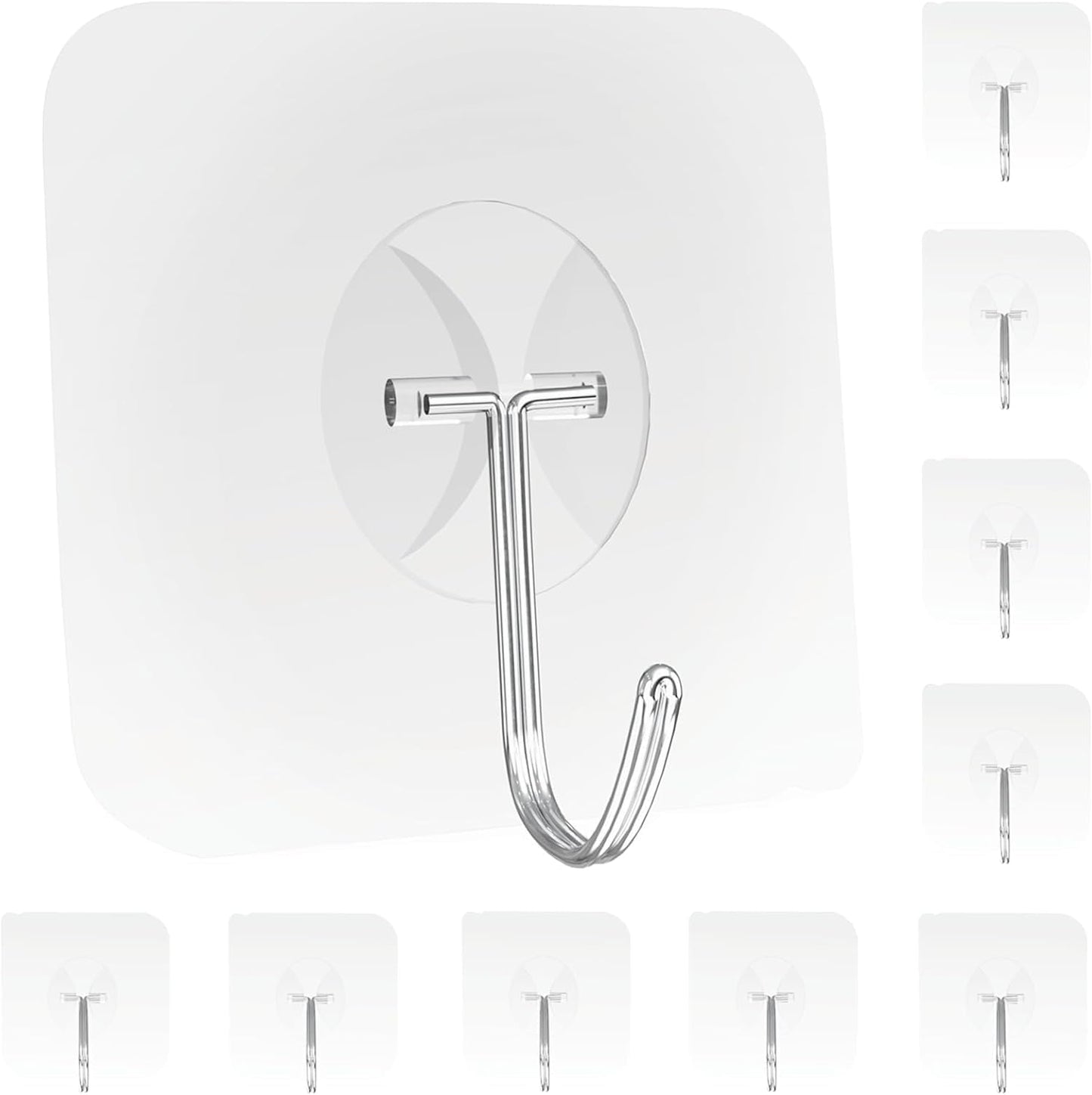 12 Pack Large Adhesive Hooks for 44 lb(Max) Hanging Heavy Duty, Self Adhesive Sticky Hooks Waterproof Stainless Steel Wall Hook for Home Bathroom Shower Kitchen Outdoor Utility Hooks