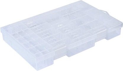 47 Batteries Organizer Storage Case Box Holder Clear Plastic Container Portable- Holds 16 AAA+20 AA+ 2 9V+5 C+4 D Various Sizes and Tester