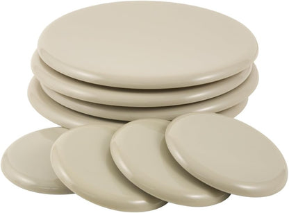 Super Sliders 8-Piece 7" and 3-1/2" Round Reusable Furniture Sliders for Carpet, Anti-Slip Protective Furniture Moving Pads for Beds, Sofas, Dressers, Beige