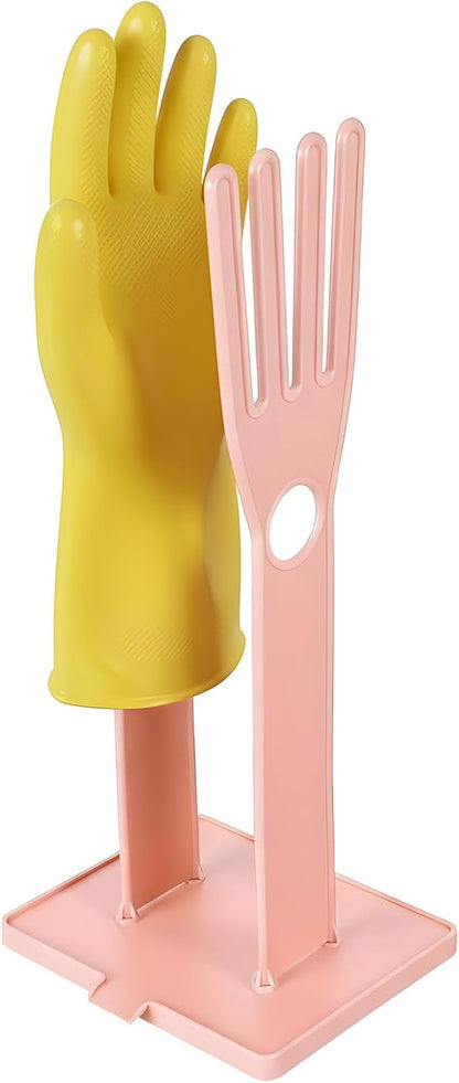 Kitchen Dish Glove Holder Reusable Plastic Dishwashing Gloves Drying Rack, Rubber Mitten Clothes Dryer Washing Sink Holders Stand Towel Hanger for Dish Gloves Rags Sponge Food Bag Organizer(Blue)