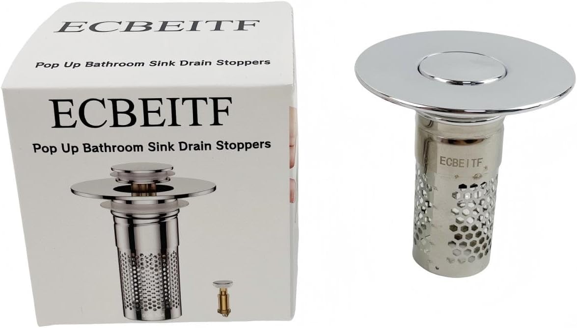 2 Pack Pop Up Bathroom Sink Drain Stoppers, Removable Sink Drain Strainer Stopper Hair Catcher with Stainless Steel Anti-Clog Filter Basket for Sinks and Drains 1.06-1.5 Inch