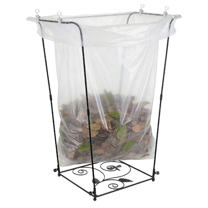 Trash Bag Holder, Garbage Bag Holder, Metal Leaf Bag Holder Stand | Portable Trash Bag Holder for 30-45 Gallon for Lawn, Yard, Camping, Outdoor, S-Shape Base