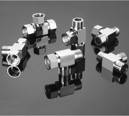 Water Diverter Fitting Adapter, Add-A-Tee G1/2" Hose Connector Adapter for Angle Valve adapter, Shower arms, Toliet Bidet Sprayer, Hose Pipe Fittings (3 Way T2)