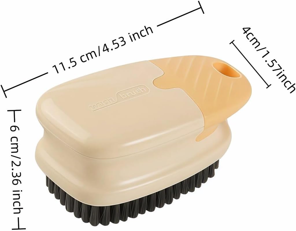 Ergonomic Clothes Soft Bristle Laundry Brush, Milk Yellow, ABS+PBT Material, Hanging Design, Portable Hand-Held Cleaning Tool with Comfortable Grip for Garments, Shoes, Household (Cream Yellow, L)